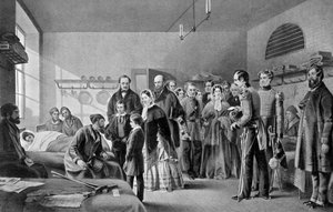 Rainha Victoria visitando os feridos, década de 1850, c1920