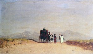 A parada dos viajantes na Campagna romana, c.1868 de Jervis McEntee