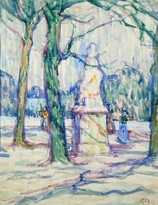 Nos Jardins do Luxemburgo, c.1911 (aguarela sobre papel)