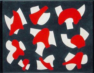 Formulários Separados - Vermelho, c.1937 (óleo no cartão)