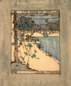 Frontispício para "O Livro das Pontes", c.1911 (aguarela e tinta sobre papel) de Jessie Marion King