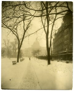 State House in Storm, Boston, EUA, c.1902-10 (foto em prata gelatina) de Jessie Tarbox Beals