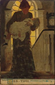 Bed-Time, c.1902 (carvão, aquarela e óleo a bordo) de Jessie Willcox Smith