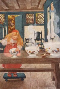 Cachinhos Dourados, ou Os Três Ursos (litografia a cores) de Jessie Willcox Smith