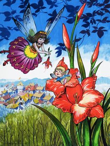 Fada bebé numa flor de Jesus Blasco