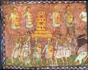 A Batalha de Eben-Ezer (tempera sobre gesso) de Jewish School
