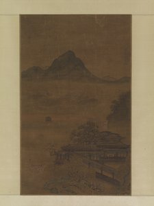 Pavilhões Palaciais Nas Névoas da Primavera (tinta, cor e ouro sobre seda) de Jiang Yuan