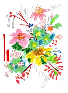 Floral Sketch 2, 2014 (caneta e tinta, colagem sobre papel)