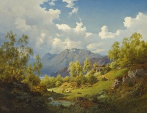 Paisagem, motivo, de, a, Numme, vale, em, noruega, 1850