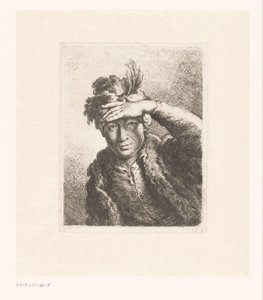 Retrato de um homem com uma boina emplumada de Joachim Martin Falbe