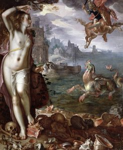 Perseu resgatando Andrômeda de Joachim Wtewael or Utewael