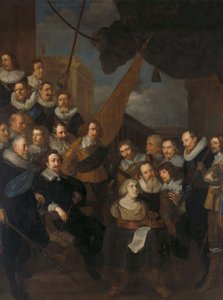 Guarda Cívica de Amsterdã do Distrito XIX, sob a liderança do Capitão Cornelis Bicker e do Tenente Frederick van Banchem, prontos para a recepção em setembro de 1638 de Marie de "Medici, 1640
