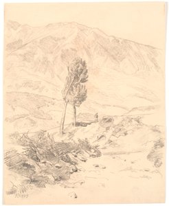 Paisagem de montanha italiana com duas árvores de Joakim Frederik Skovgaard