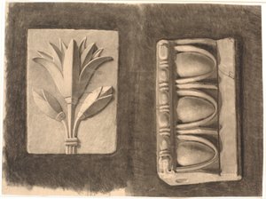 Desenho após gesso. Dois fragmentos ornamentais
