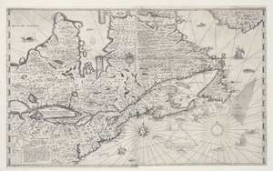 Mapa do Canadá, gravura de pesquisa de Samuel de Champlain