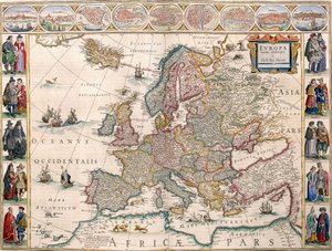 Mapa da Europa do Atlas de Blaeu de Joan Blaeu