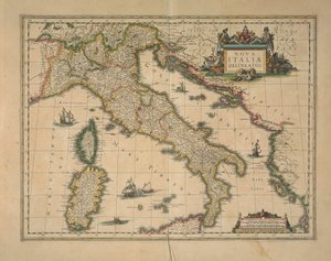 Mapa da Itália por Joan Blaeu de Joan Blaeu