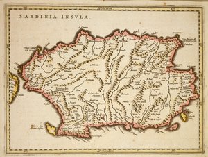 Mapa da região da Sardenha, por Joan Blaeu de Joan Blaeu