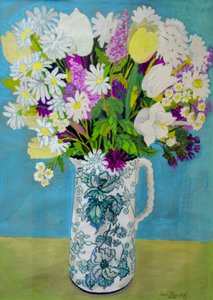 Flores em um jarro, decoração turquesa, 2011,