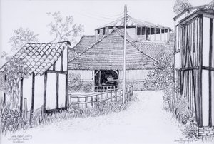 Lord Astors Dairy, White Place Farm, Cookham 2012, lápis de Joan Thewsey
