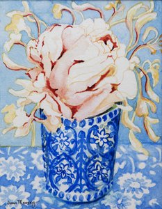 Pink Rose and Honeysuckle, 2000, (wc em papel artesanal)