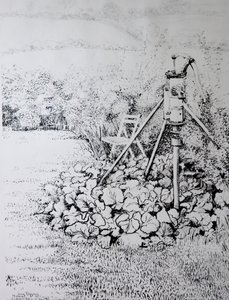 A bomba de jardim, 1973 (carvão vegetal) de Joan Thewsey