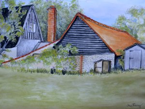 Vista do Jardim dos Vizinhos, 2016, (lápis e aquarela) de Joan Thewsey