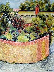 Ver através dos telhados para os campos, 2010 de Joan Thewsey