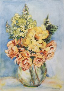 Rosas Amarelas e Antirrhinums, 2001, (wc em papel artesanal) de Joan Thewsey