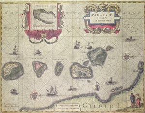 Mapa mostrando as Ilhas Molucas de Halmahera, 1640