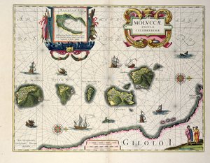 Mapa mostrando as Ilhas Molucas de Halmahera, 1640