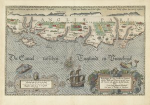 Mapa da costa sul da Inglaterra entre a Ilha de Wight e Dover Descriçãohe der Zee Custen van Englandt entre Wicht ende Doueren (título no objeto)