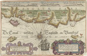 Mapa da costa inglesa entre a Ilha de Wight e Dover