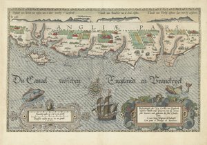 Mapa da costa sul de Inglaterra entre a Ilha de Wight e Dover