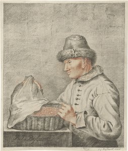 Vendedor de camarão de Joannis Jacobus Bijlaert (signed by artist)