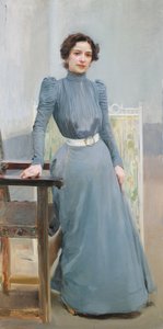 Clotilde em um vestido cinza de Joaquín Sorolla