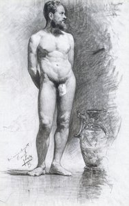 Nu masculino acadêmico com uma urna grega, 1883