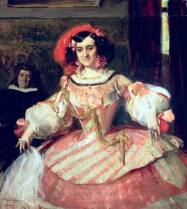 Retrato de Maria Guerrero, atriz e diretora do Teatro Espanol de Madrid de Joaquín Sorolla