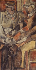 Reunião no café, c.1926 (têmpera sobre tela) de Joaquín Torres García