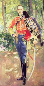 Retrato do rei Alfonso XIII (1886-1941) vestindo o uniforme dos hussardos