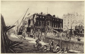Demolindo a Devonshire House (litho) de Job Nixon