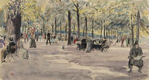 Jardins das Tulherias, Paris, c.1925 (ink & wc on paper)