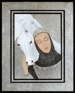 Joan Gathers Strength, 2017 (têmpera de ovo e prata esterlina sobre madeira)