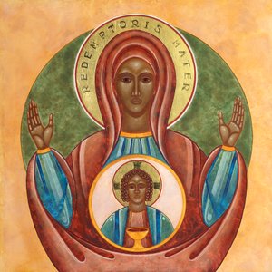 Redemptoris Mater, 2010 (têmpera de ovo e ouro de 24k sobre madeira) de Jodi Simmons
