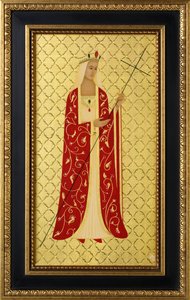 Santa Helena, 2014 (têmpera de ovo e ouro 24k sobre madeira) de Jodi Simmons