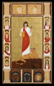 Santa Tecla, 2014 (têmpera de ovo e ouro de 24 quilates sobre madeira) de Jodi Simmons