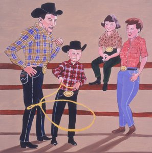 Família Cowboy, 2001 (óleo e acrílico no painel) de Joe Heaps Nelson