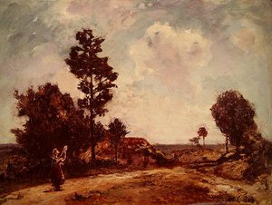 Paisagem com figura feminina de Johan Barthold Jongkind