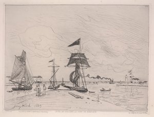 Cais de madeira no porto de Honfleur de Johan Barthold Jongkind
