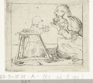 Mulher com criança no andador de Johan Antoni Kauclitz Colizzi